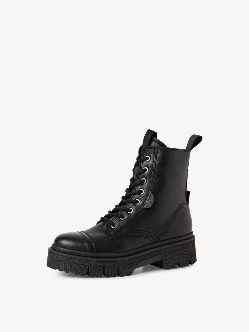 Leren Enkellaarsje - zwart, BLACK, hi-res