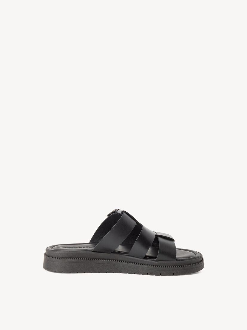 Leren Slipper - zwart, BLACK, hi-res