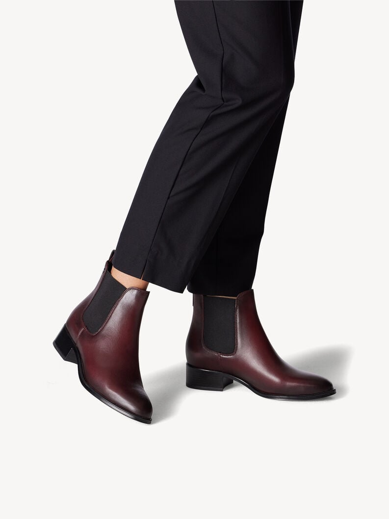 Leren Chelseaboot - rood, MERLOT, hi-res