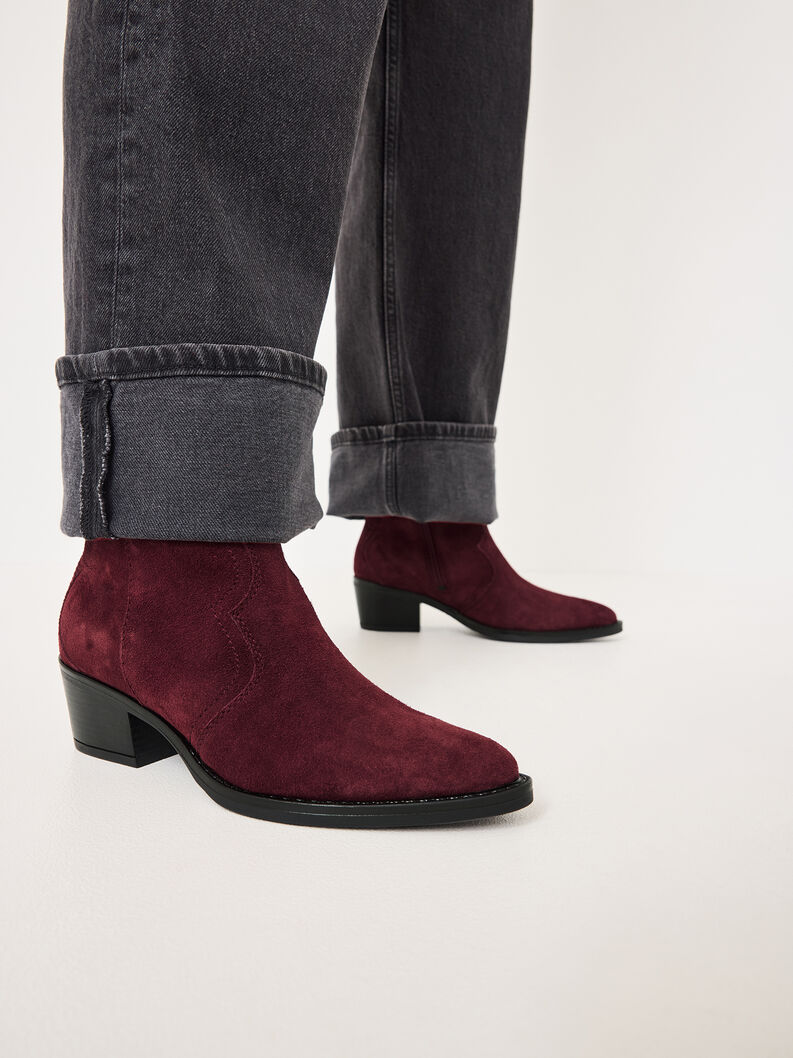 Leather Bootie - red, MERLOT, hi-res