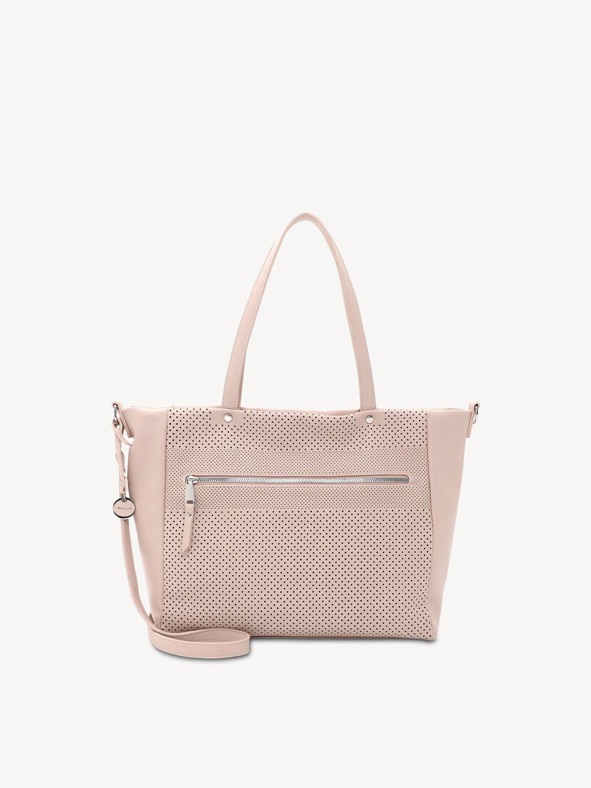 Roze geperforeerde damestas van ecologisch leer met ritsvak