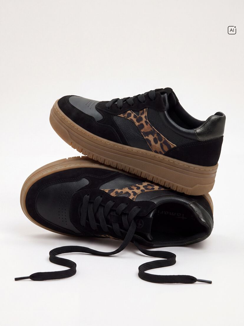 Sneaker - zwart, BLACK/LEOPARD, hi-res