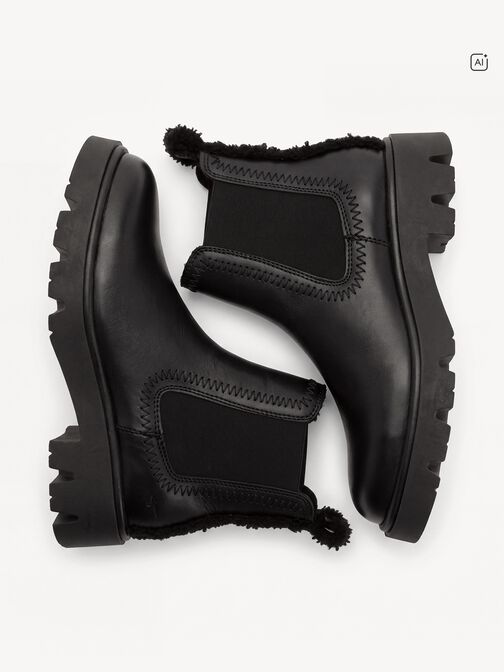 Bootie, BLACK LEATHER, hi-res