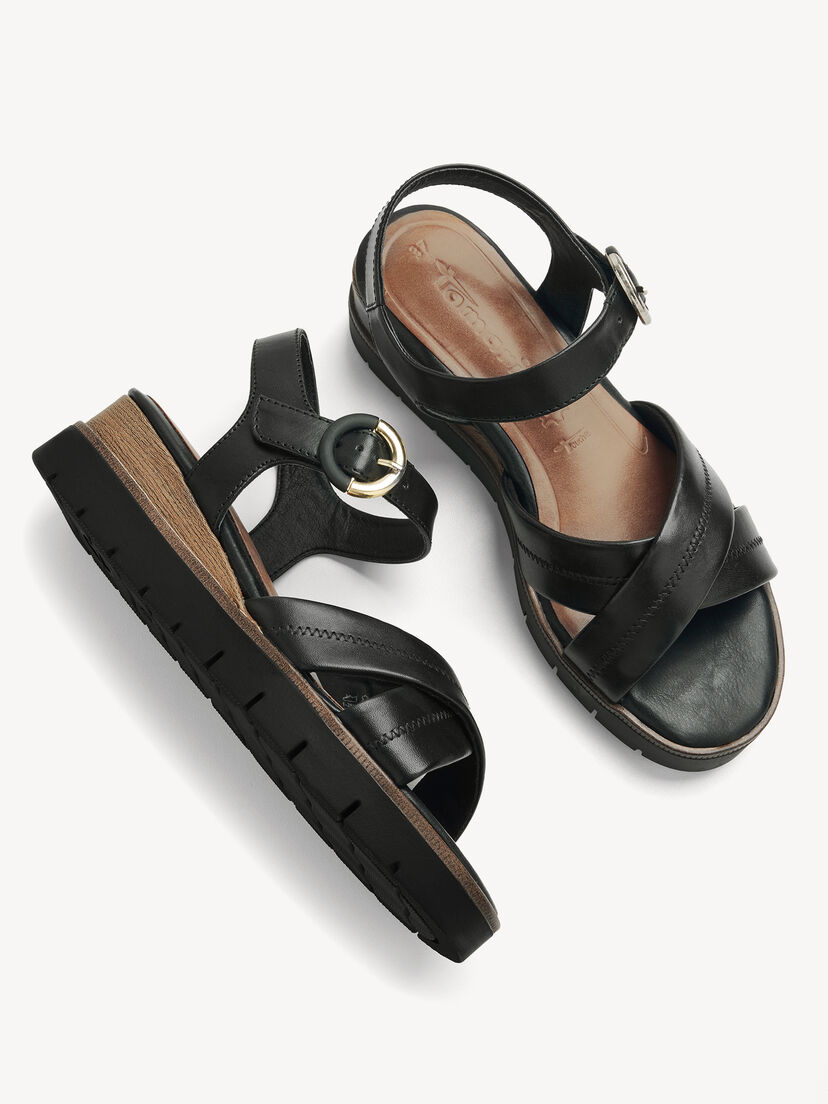 Sandaaltje, BLACK LEATHER, hi-res