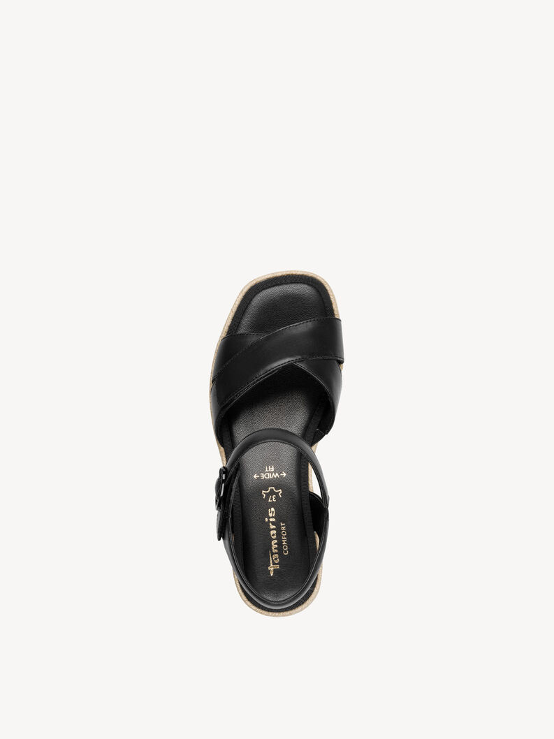 Leather Heeled sandal - black, BLACK NAPPA, hi-res