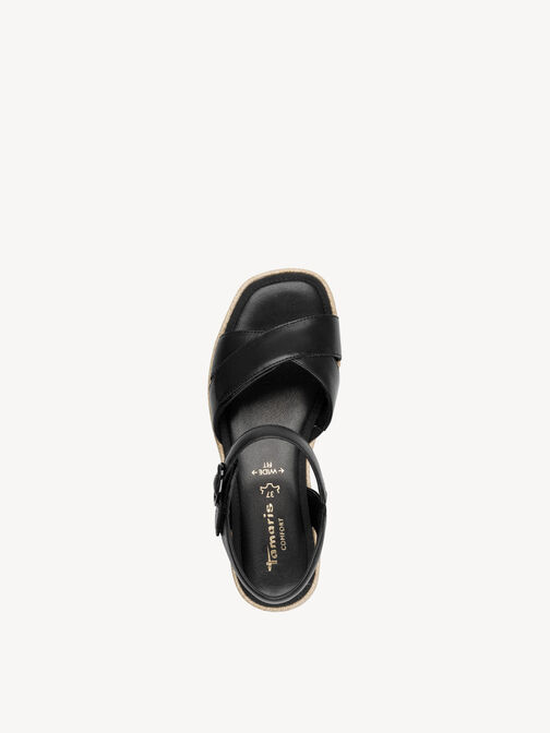 Leather Heeled sandal, BLACK NAPPA, hi-res