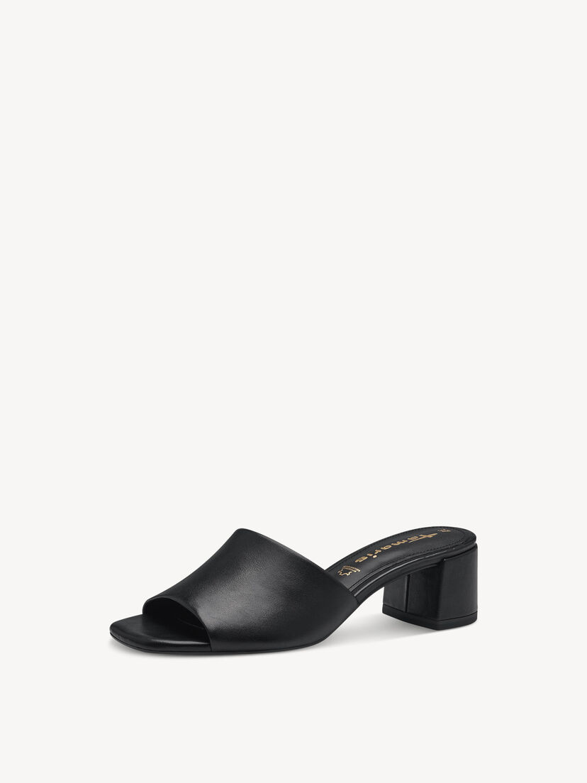 Leren Slipper - zwart, BLACK, hi-res