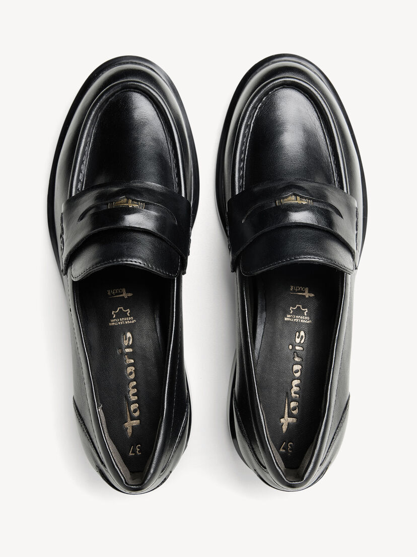 Leren Instappers - zwart, BLACK, hi-res