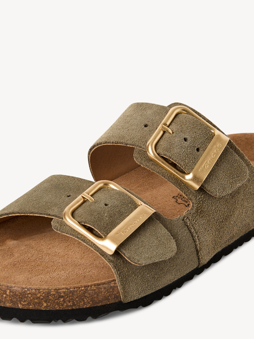 Leren Slipper - groen, OLIVE, hi-res