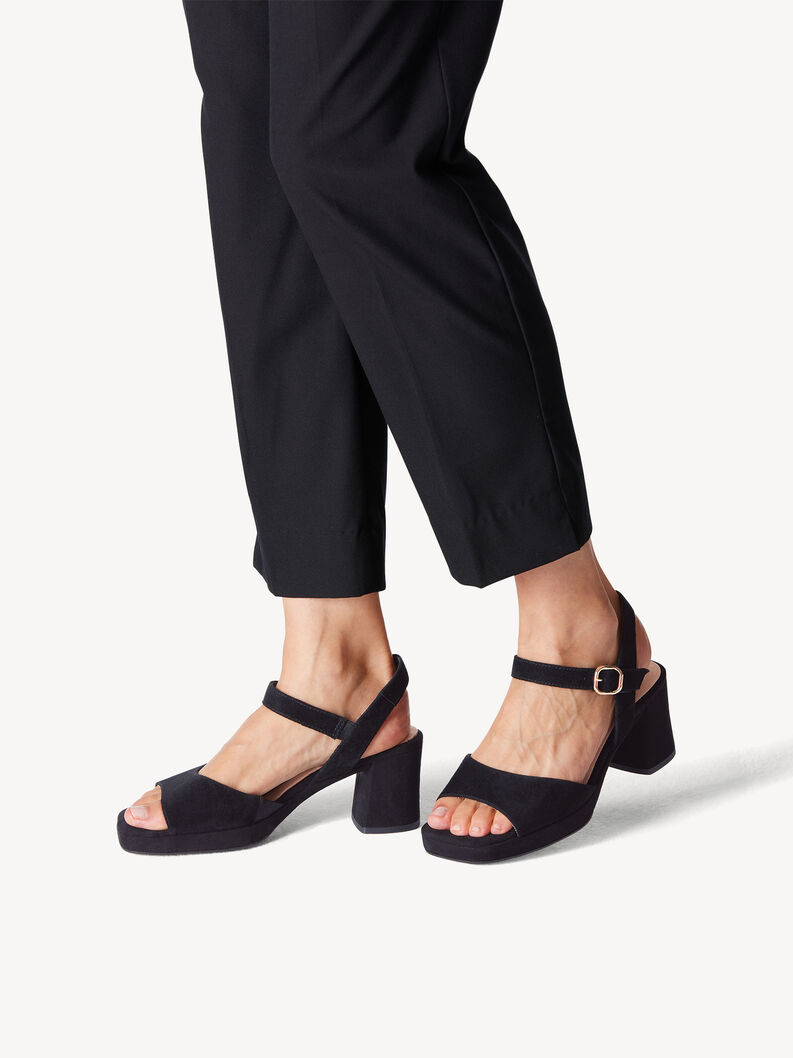 Kožené sandálky - černá, BLACK SUEDE, hi-res