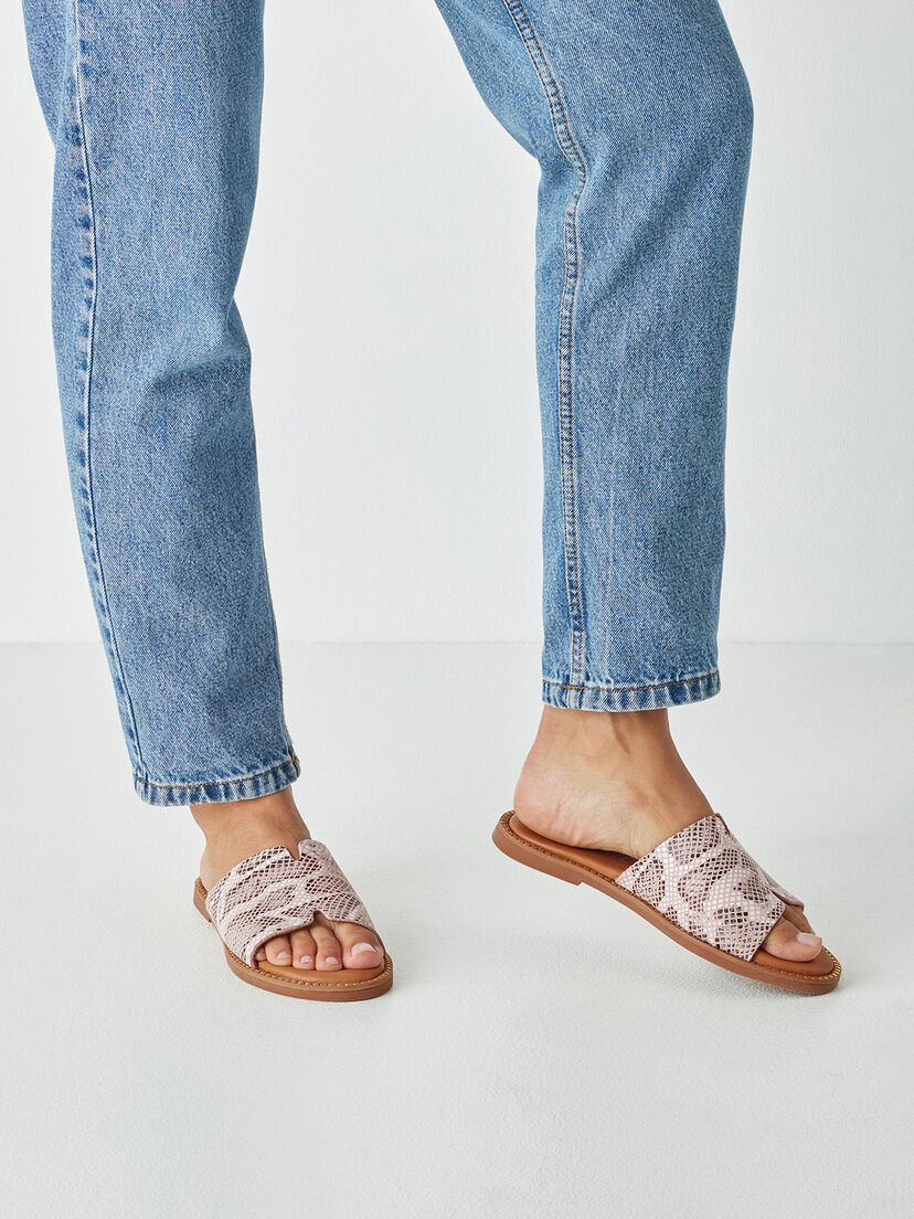 Leren Slipper - beige, BEIGE SNAKE, hi-res