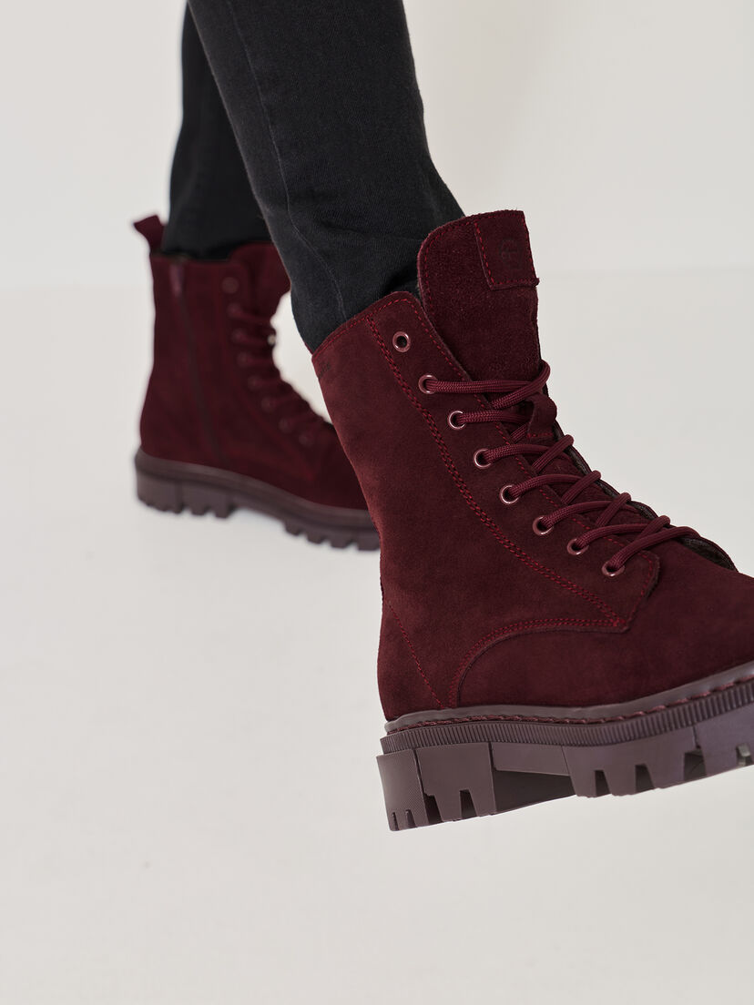 Leren Enkellaarsje - rood, MERLOT, hi-res