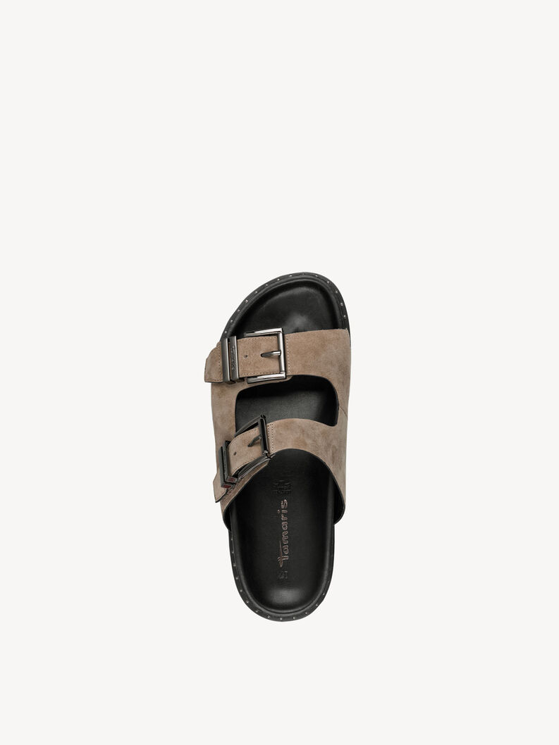 Lederpantolette - beige, TAUPE, hi-res