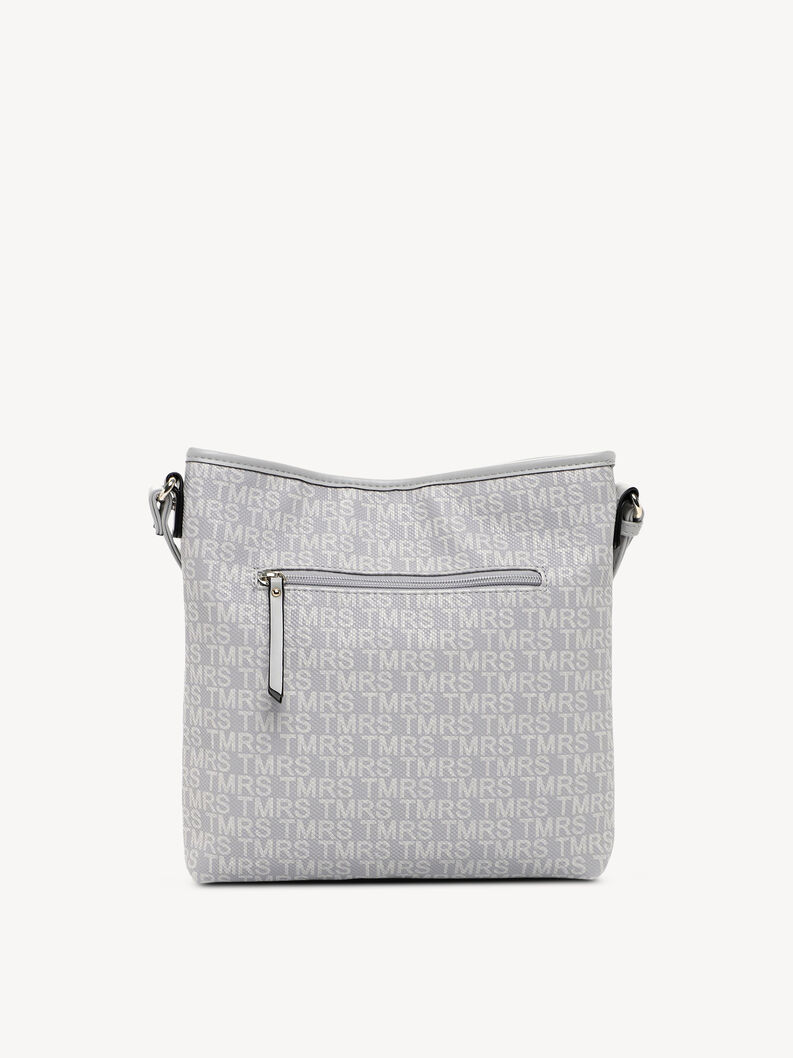 Sac bandouli&egrave;re gris avec monogramme et poche zipp&eacute;e arri&egrave;re