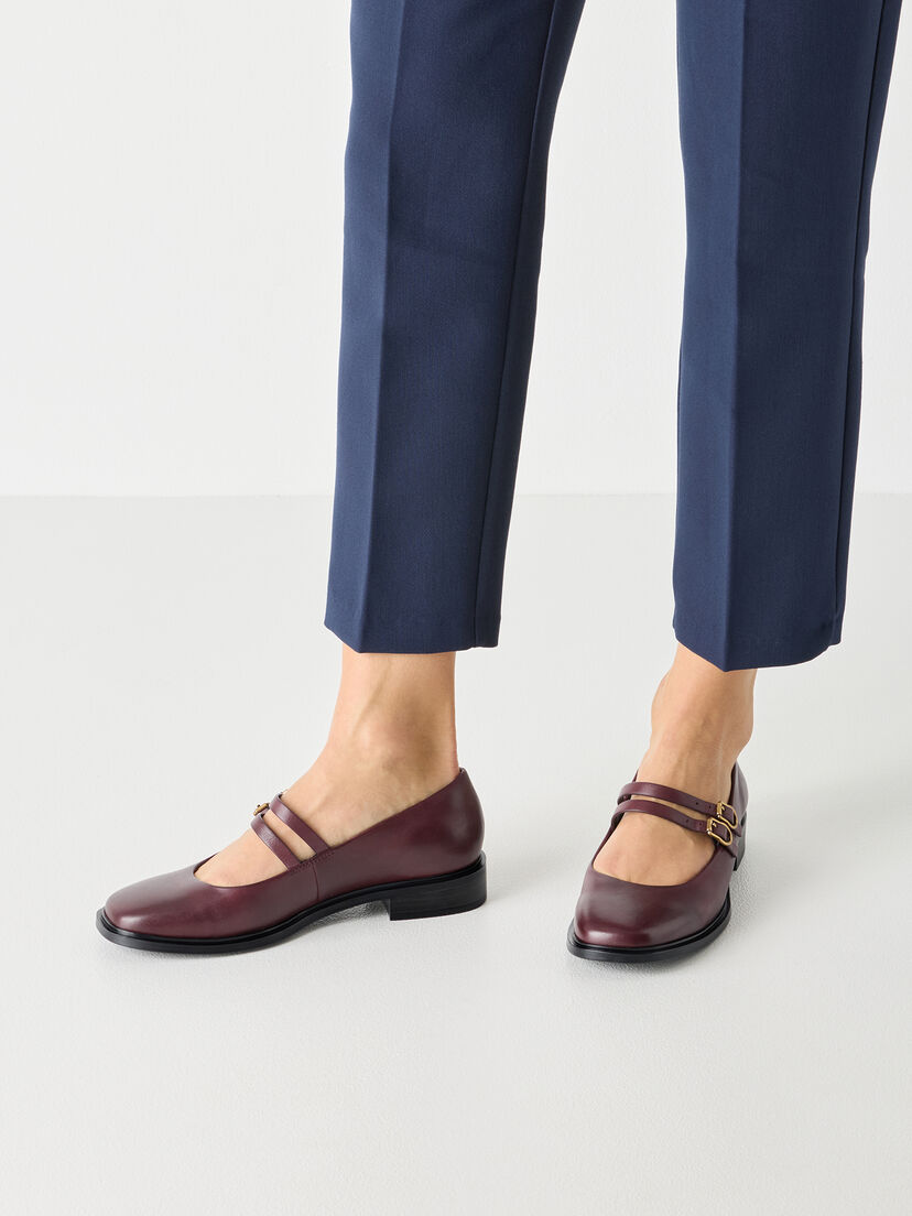 Leren Ballerina - rood, MERLOT, hi-res
