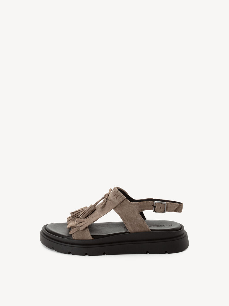Ledersandalette - beige, TAUPE, hi-res