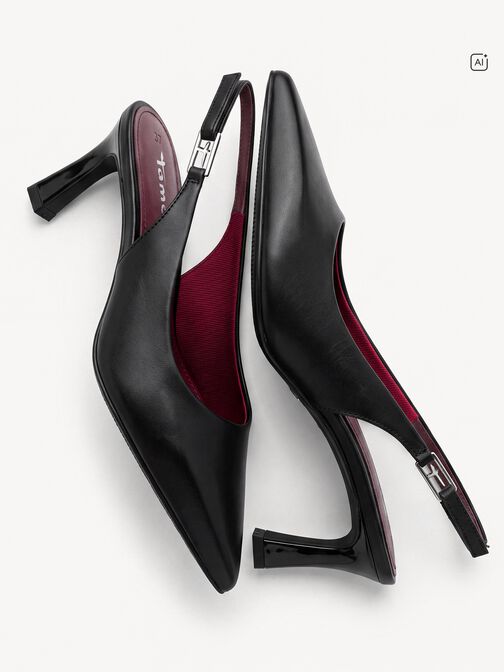 escarpin, BLACK LEATHER, hi-res
