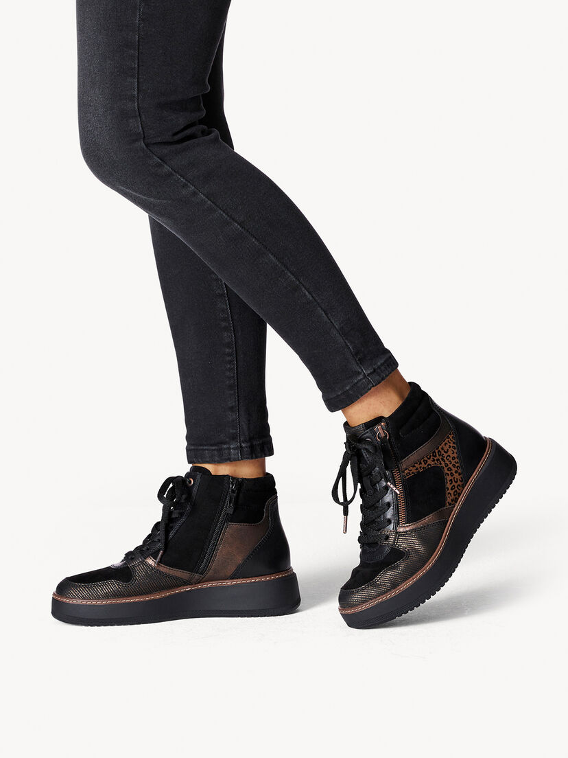 Leren Enkellaarsje - zwart, BLACK COMB, hi-res