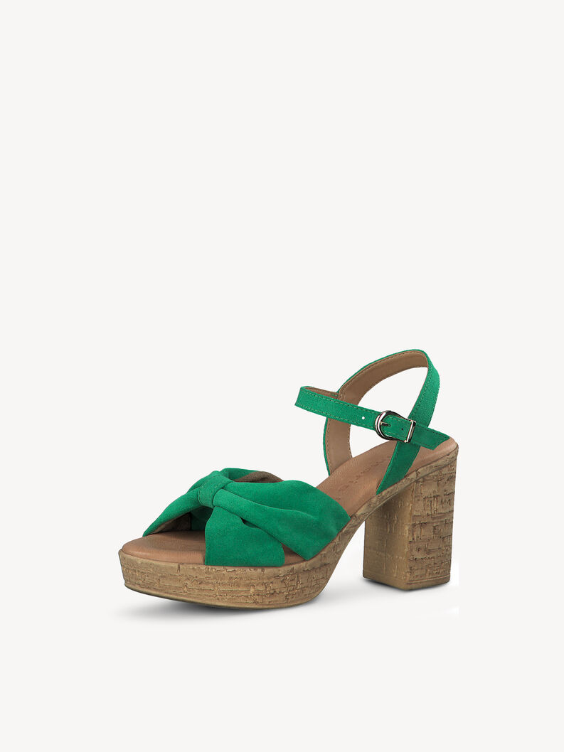 Kožené sandálky - zelená, GREEN, hi-res