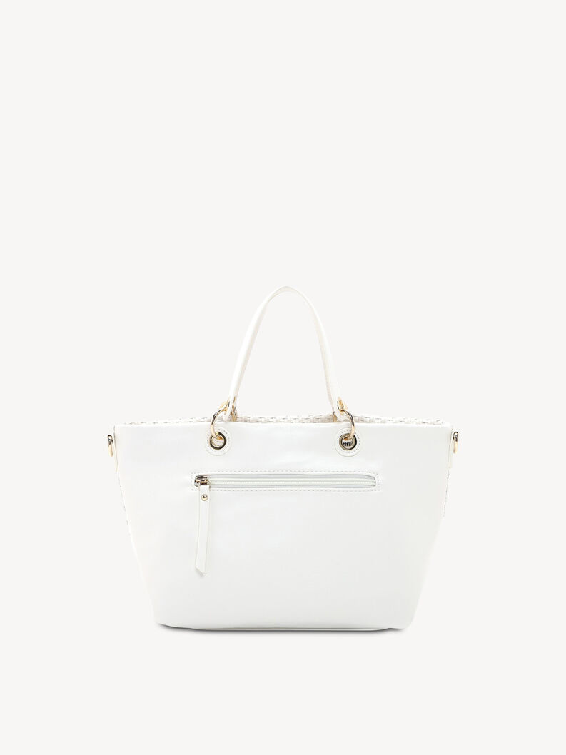 B&iacute;l&aacute; kabelka s hladk&yacute;m zadn&iacute;m panelem a zipem, pro modern&iacute; styl