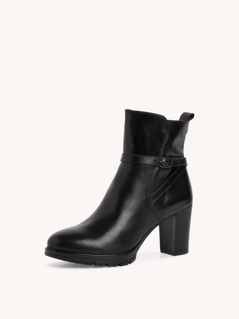 Leren Enkellaarsje - zwart, BLACK, hi-res