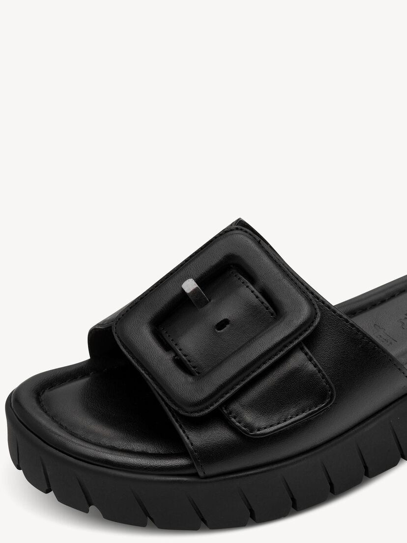 Leren Slipper - zwart, BLACK, hi-res