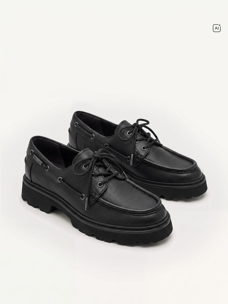 Lederhalbschuh - schwarz, BLACK LEATHER, hi-res