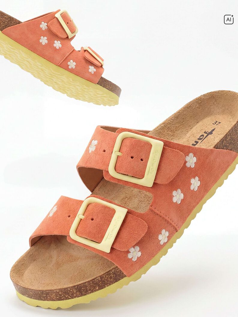 Leather Mule - red, CORAL COMB, hi-res