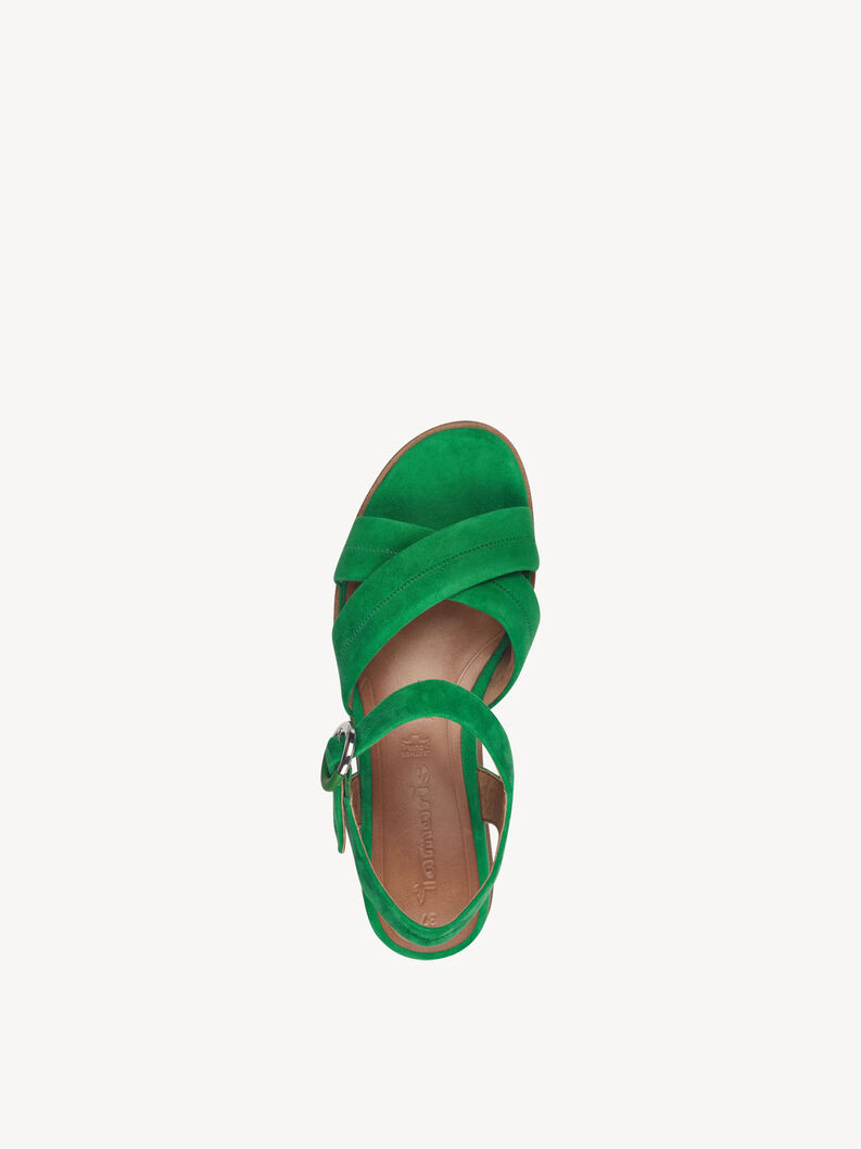 Sandale &agrave; talon en cuir - vert, GREEN, hi-res