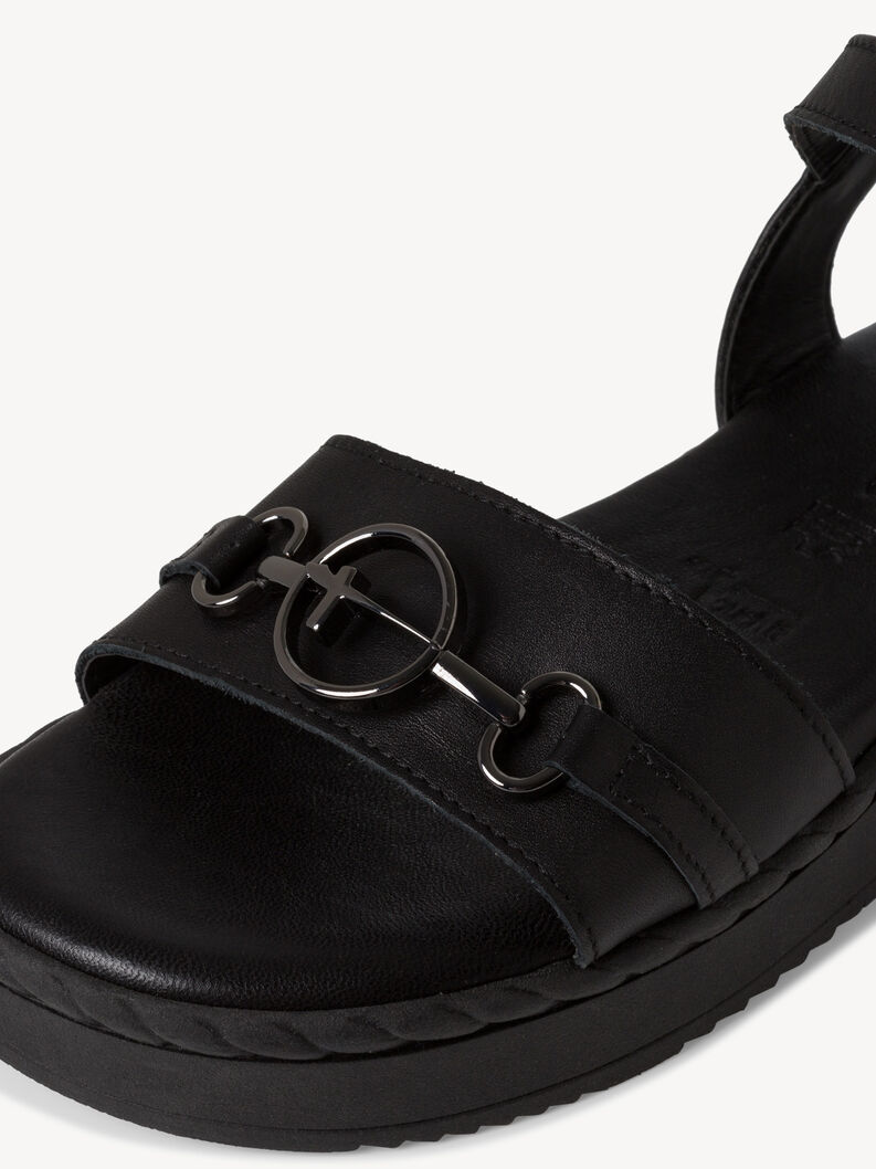 Leren Sandaaltje - zwart, BLACK, hi-res