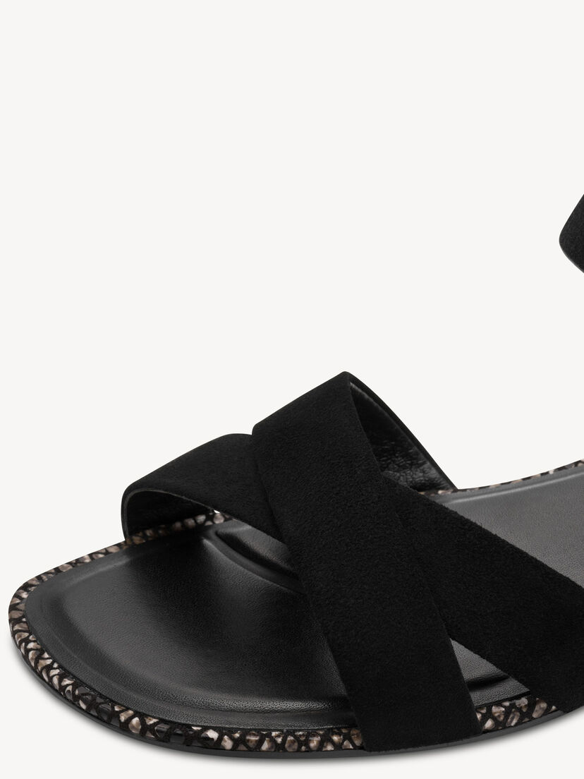 Leren Sandaal - zwart, BLACK, hi-res