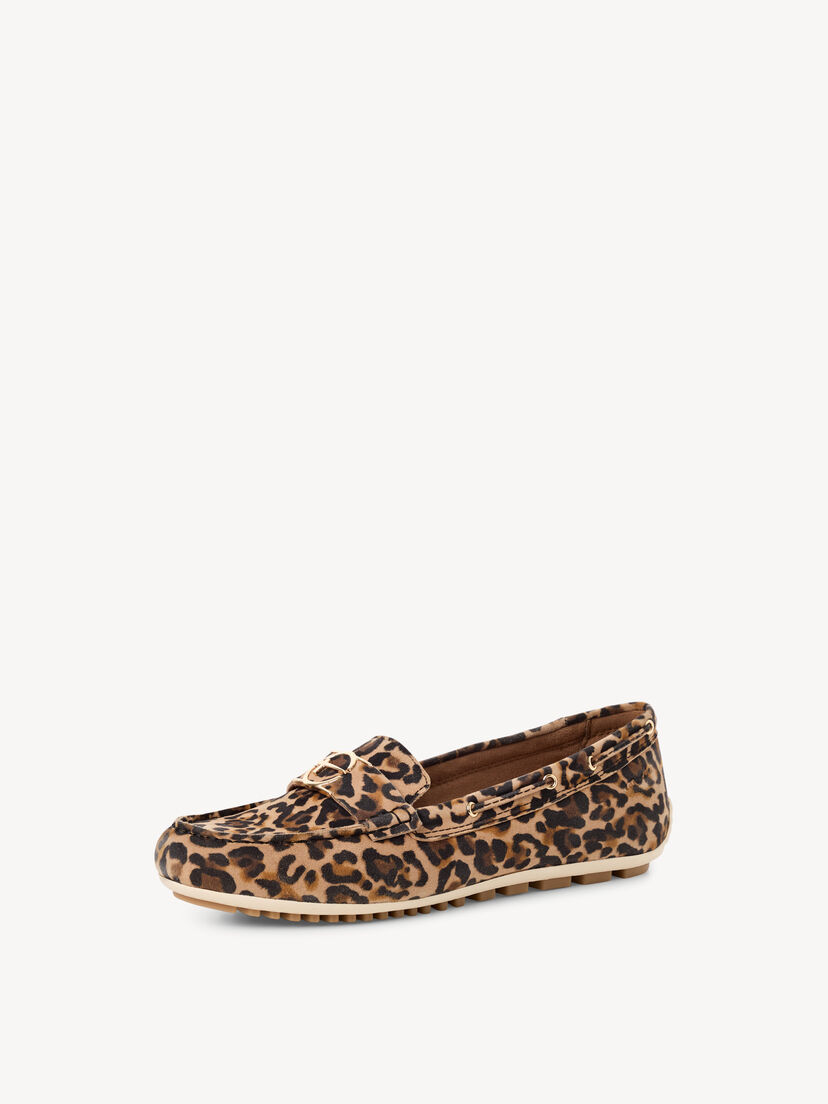 Leren Mocassin - bruin, LEOPARD, hi-res