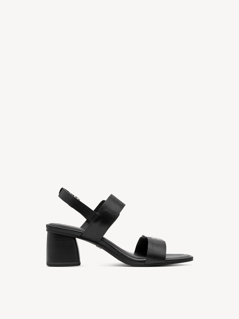 Leather Heeled sandal - black, BLACK, hi-res