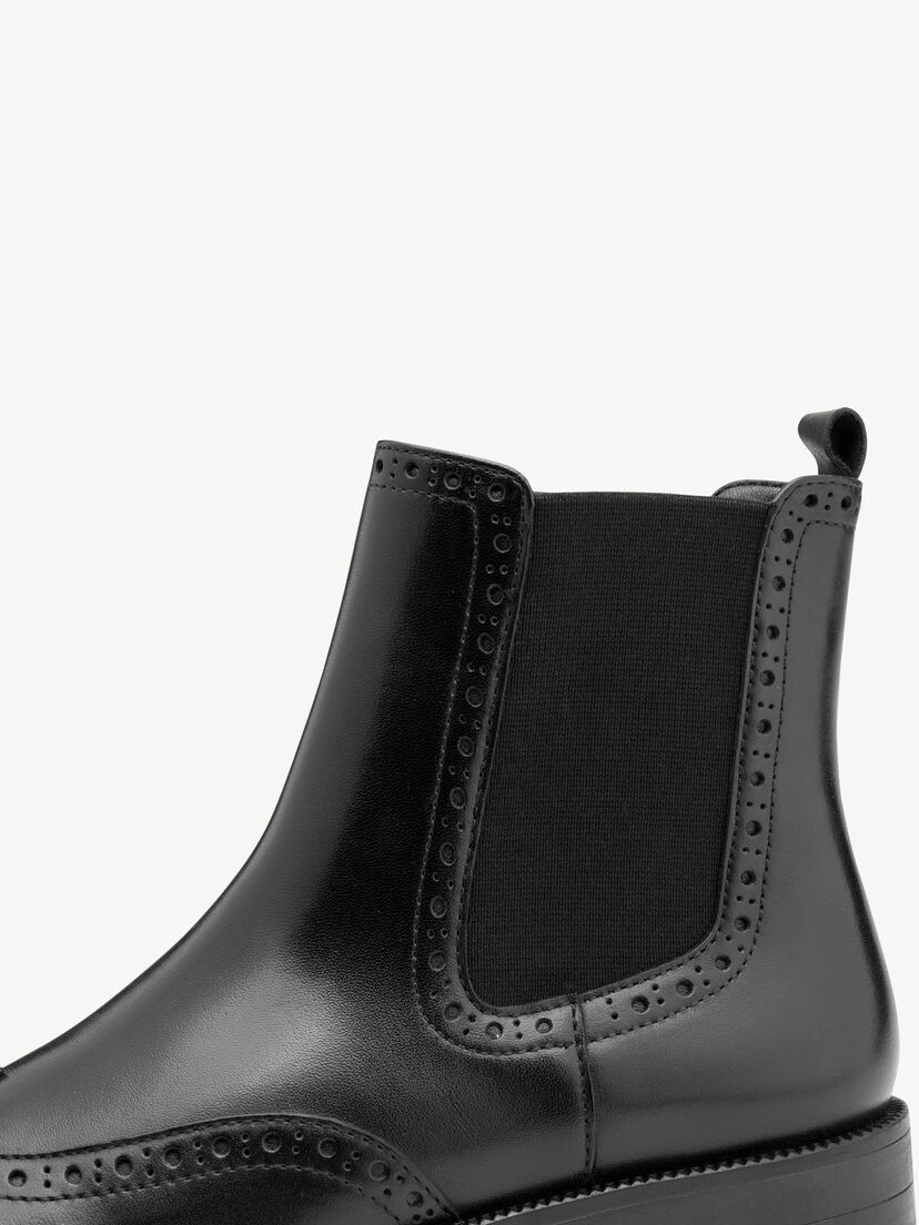 Leren Enkellaarsje - zwart, BLACK, hi-res