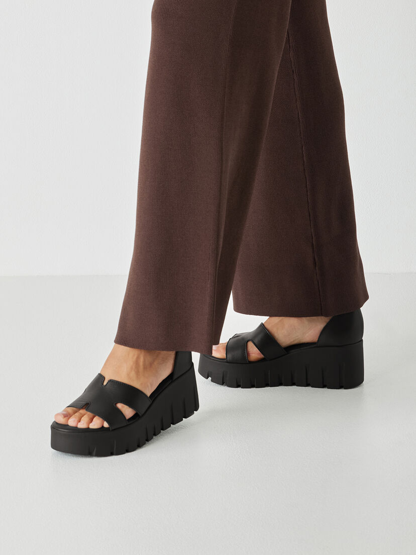 Leren Sandaaltje - zwart, BLACK LEATHER, hi-res