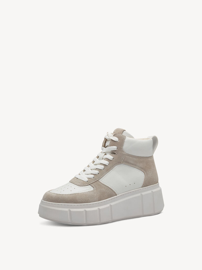 Leather Sneaker - white, WHITE/BEIGE, hi-res