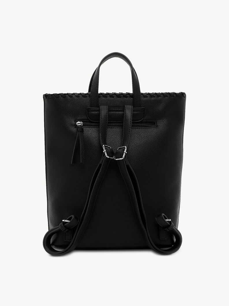 Czarny sk&oacute;rzany plecak z wyściełanymi paskami i zamkiem z tyłu