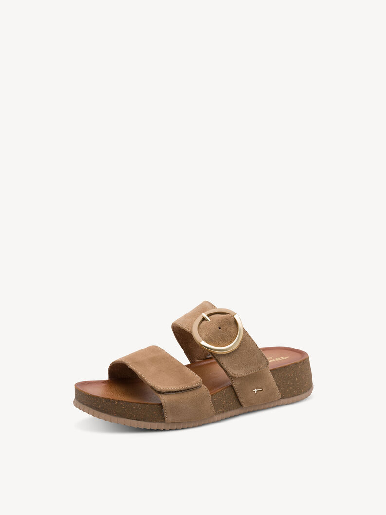 Leather Mule - brown, CAMEL SUEDE, hi-res