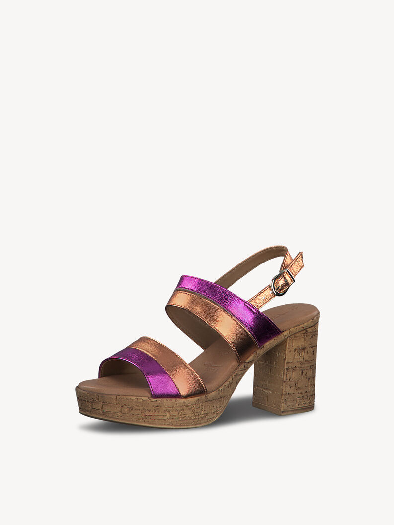 Kožené sandálky - křiklavě růžová, FUXIA MET.COMB, hi-res