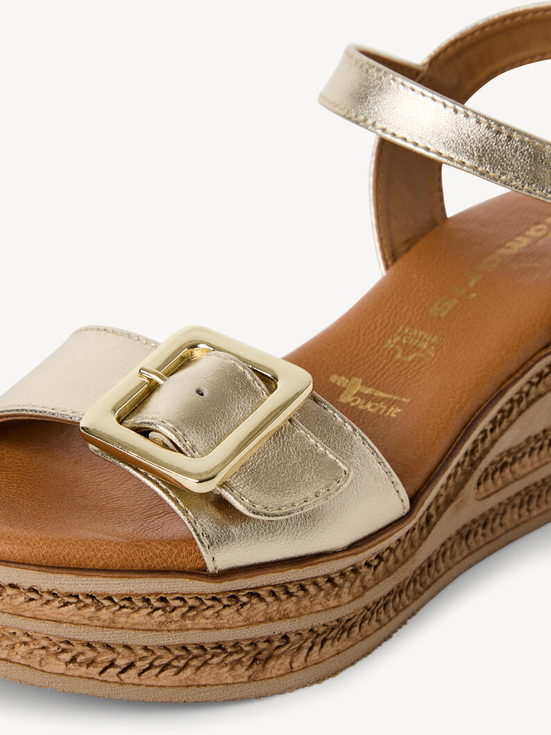 Ledersandalette - gold, LIGHT GOLD MET, hi-res