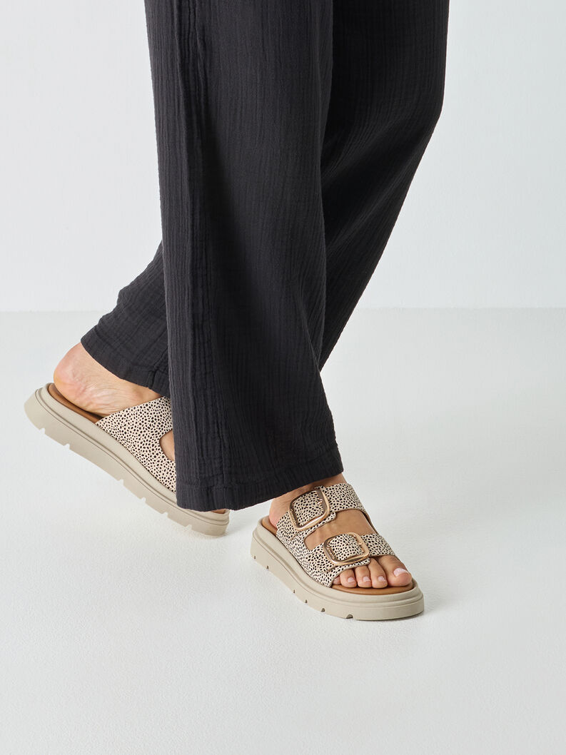 Lederpantolette - beige, BEIGE COMB, hi-res