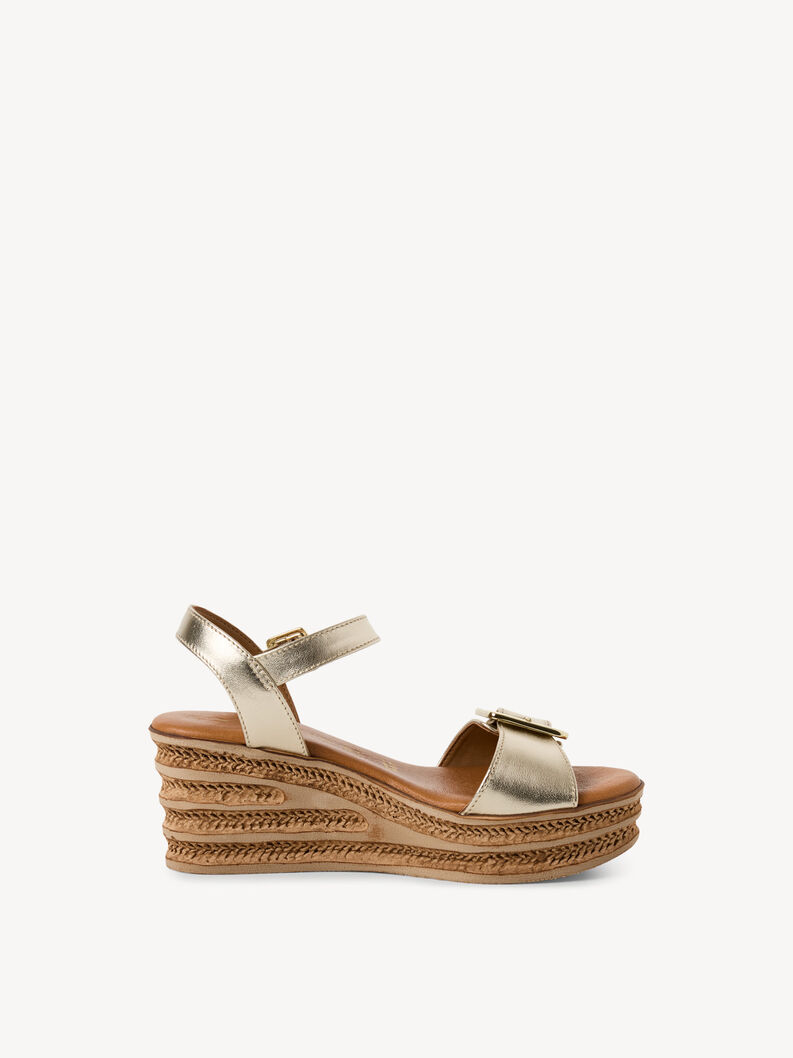 Ledersandalette - gold, LIGHT GOLD MET, hi-res