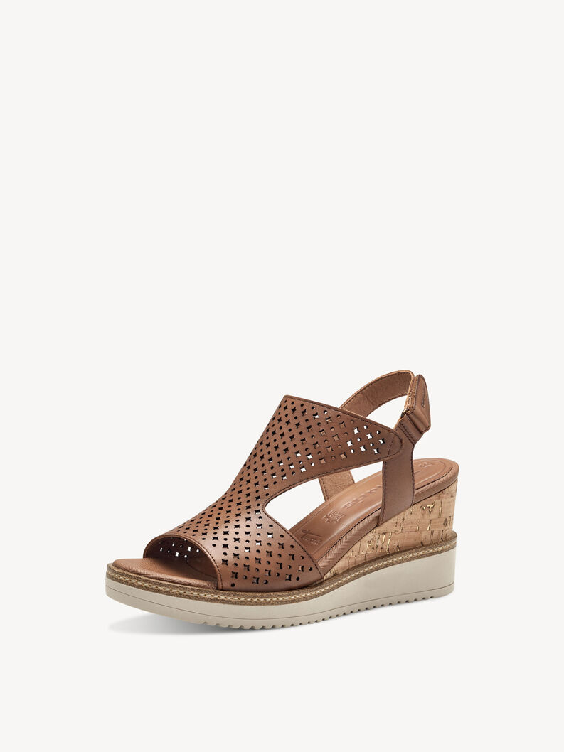 Leather Heeled sandal - brown, COGNAC, hi-res