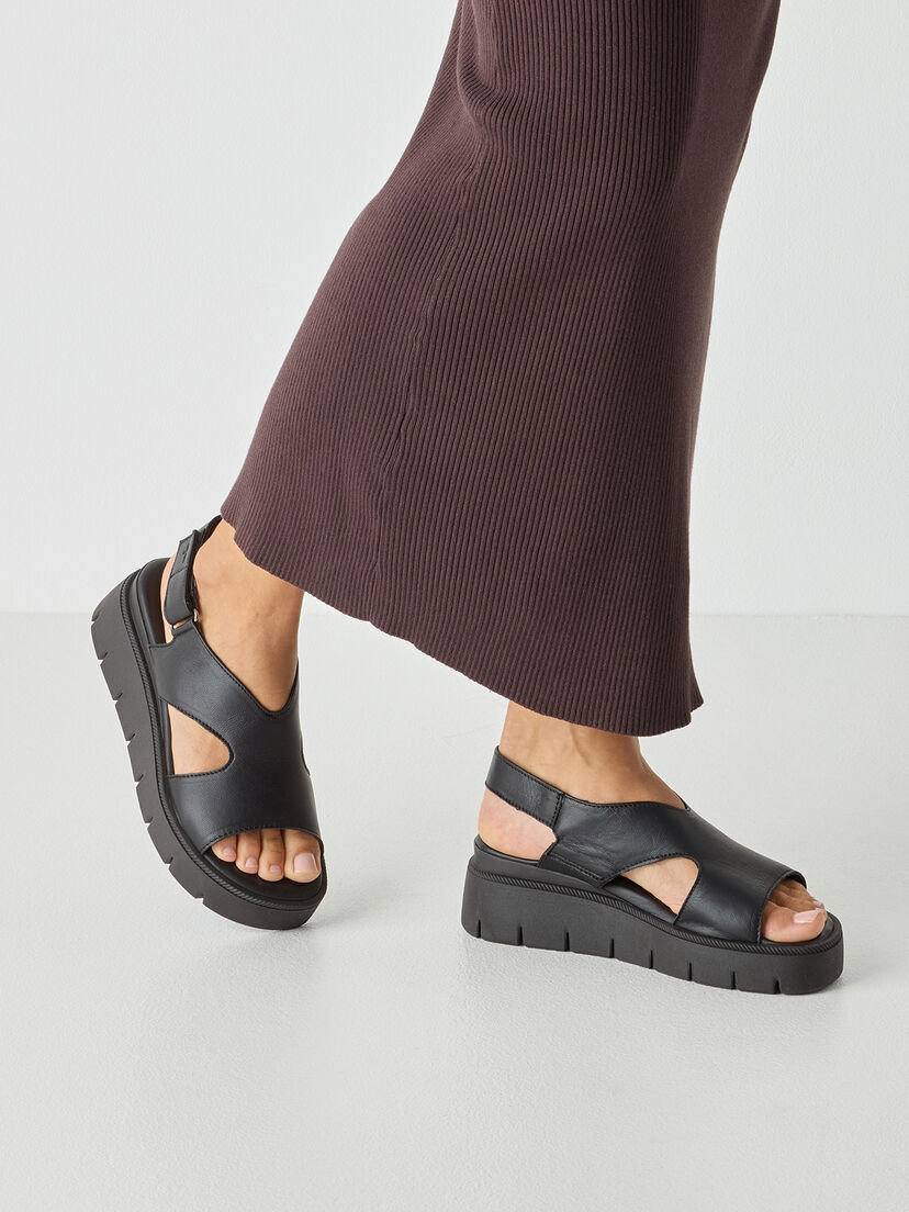 Leren Sandaaltje - zwart, BLACK, hi-res