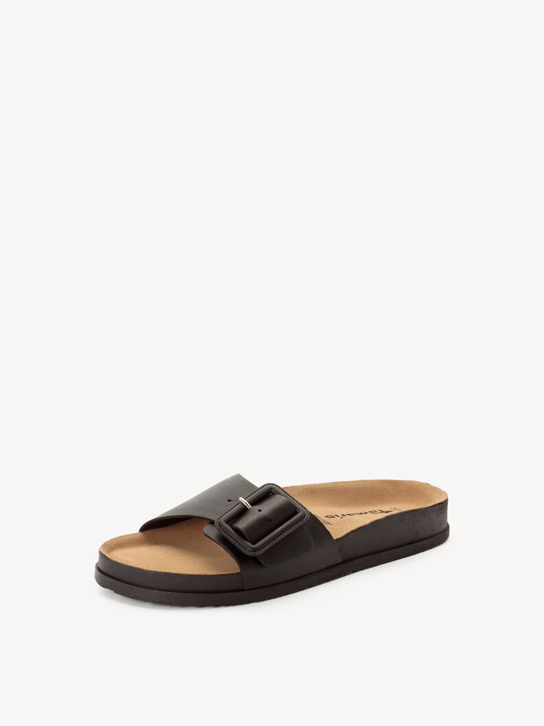 Lederpantolette - schwarz, BLACK LEATHER, hi-res