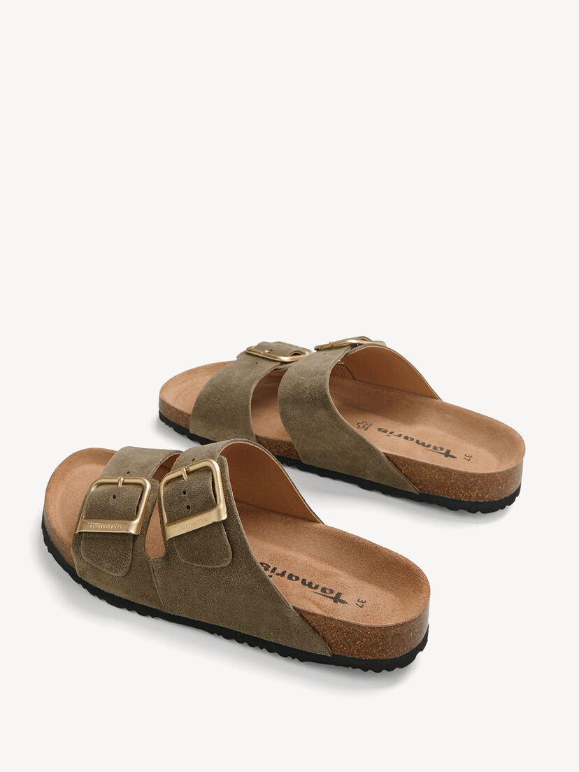 Leren Slipper - groen, OLIVE, hi-res
