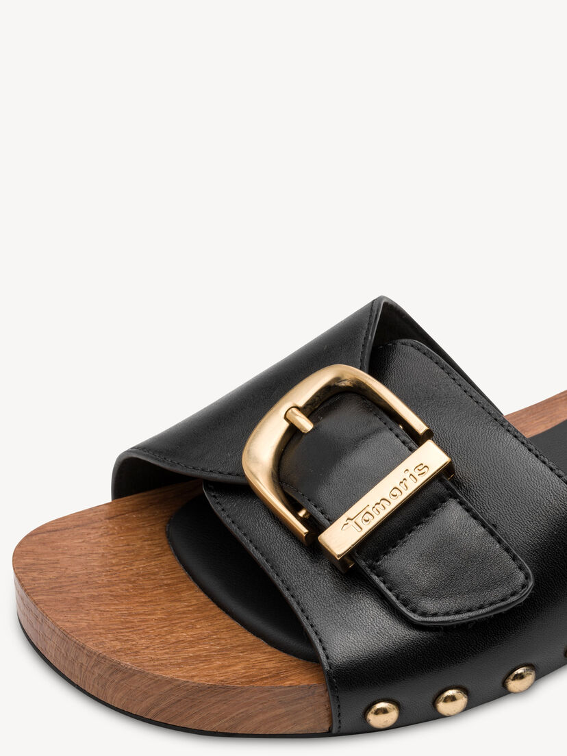 Leren Slipper - zwart, BLACK, hi-res