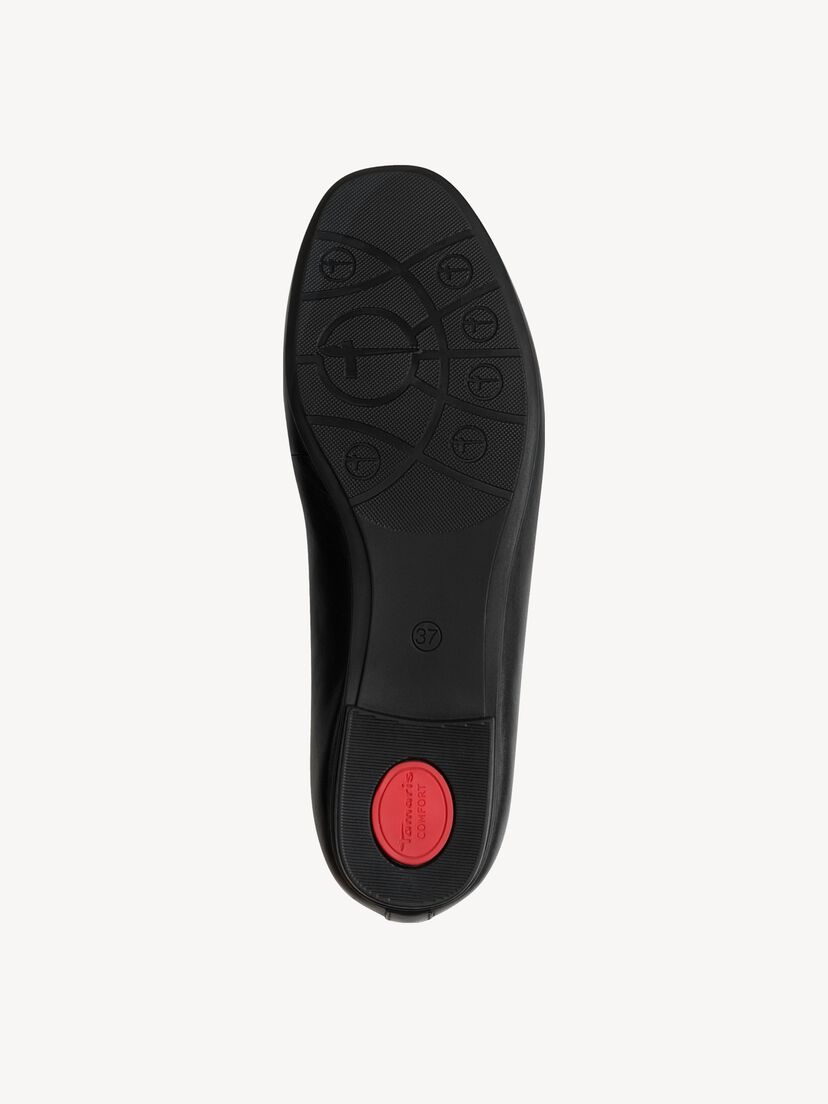 Leren Ballerina - zwart, BLACK, hi-res