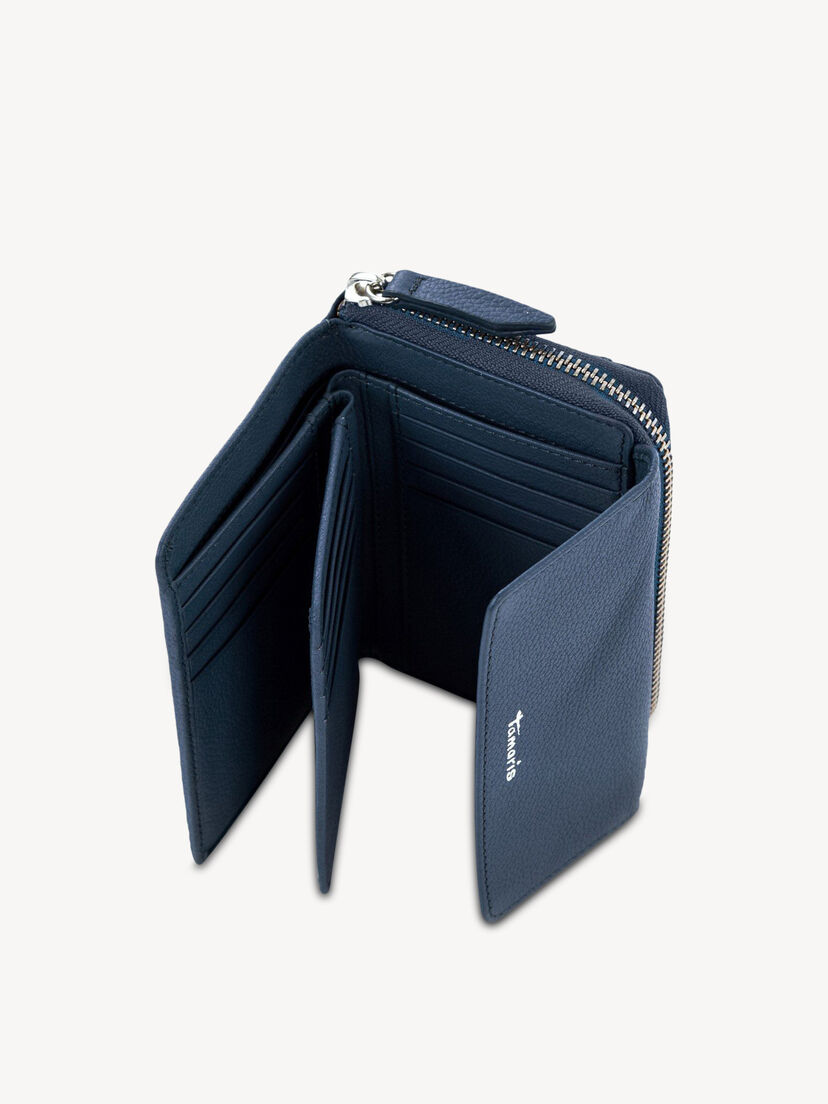 Leren Portemonnee - blauw, blue, hi-res