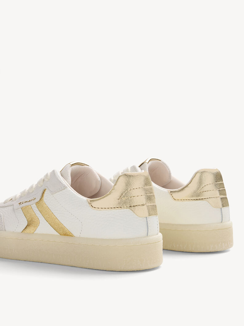 Leather Sneaker - white, WHITE/LT.GOLD, hi-res
